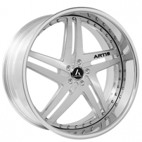 24" Artis Forged Wheels Lucid Brushed Silver Face with Chrome Lip Rims