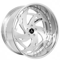 22" Staggered Artis Forged Wheels Luna Brushed Silver Face with Chrome Lip Rims