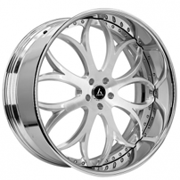 24" Artis Forged Wheels Radon Brushed Silver Face with Chrome Lip Rims