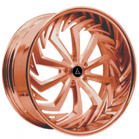 22" Staggered Artis Forged Wheels Royal Brushed Rose Gold Face with Rose Gold over Chrome Lip Rims