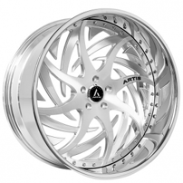 24" Artis Forged Wheels Shank Brushed Silver Face with Chrome Lip Rims