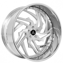 22" Staggered Artis Forged Wheels Skeletor Brushed Silver Face with Chrome Lip Rims