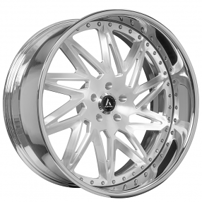 22" Staggered Artis Forged Wheels Slidell Brushed Silver Face with Chrome Lip Rims