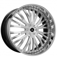 22" Staggered Artis Forged Wheels Woodward Brushed Silver Face with Chrome Lip Rims