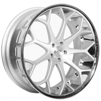 24" Staggered Azad Wheels AZ99 Silver with Chrome SS Lip Polaris Slingshot / 3-Wheeler Rims