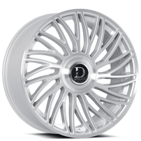 24" Dolce Luxury Wheels Sesto Gloss Silver with Brushed Face Floating Cap Rims