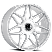 24" Dolce Luxury Wheels Verona Gloss Silver with Brushed Face Floating Cap Rims  