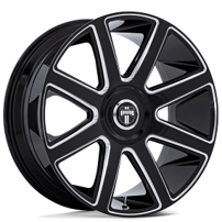 24" Staggered Dub Wheels Pull DC273 Gloss Black Milled Rims