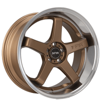 18" Staggered F1R Wheels FC5 Satin Bronze with Polished Lip Rims