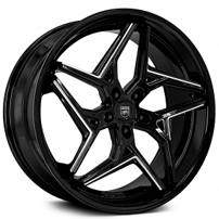 22" Staggered Lexani Wheels Spyder Gloss Black Milled Rims