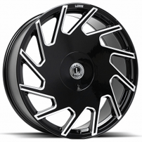 24" Luxxx Alloys Wheels Lux25 Gloss Black Milled Rims