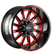 22" Off Road Monster Wheels M17 Gloss Black with Candy Red Milled Rims