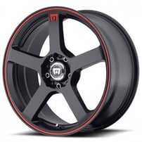 15" Motegi Racing Wheels MR116 FS5 Matte Black with Red Stripe Rims