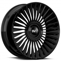 24" Staggered Savini Forged Wheels SV.1 X2 Gloss Black Floating Cap Monoblock Forged Rims