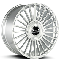 22" Staggered Strada Wheels Martello Brushed Face Silver Floating Cap Rims