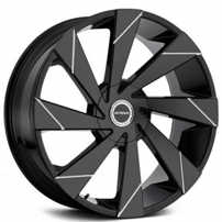 20" Strada Wheels Moto Gloss Black Milled Rims 