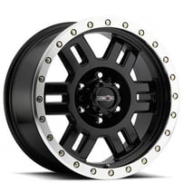 15" Vision Wheels 398 Manx Gloss Black with Machined Lip Crossover Rims